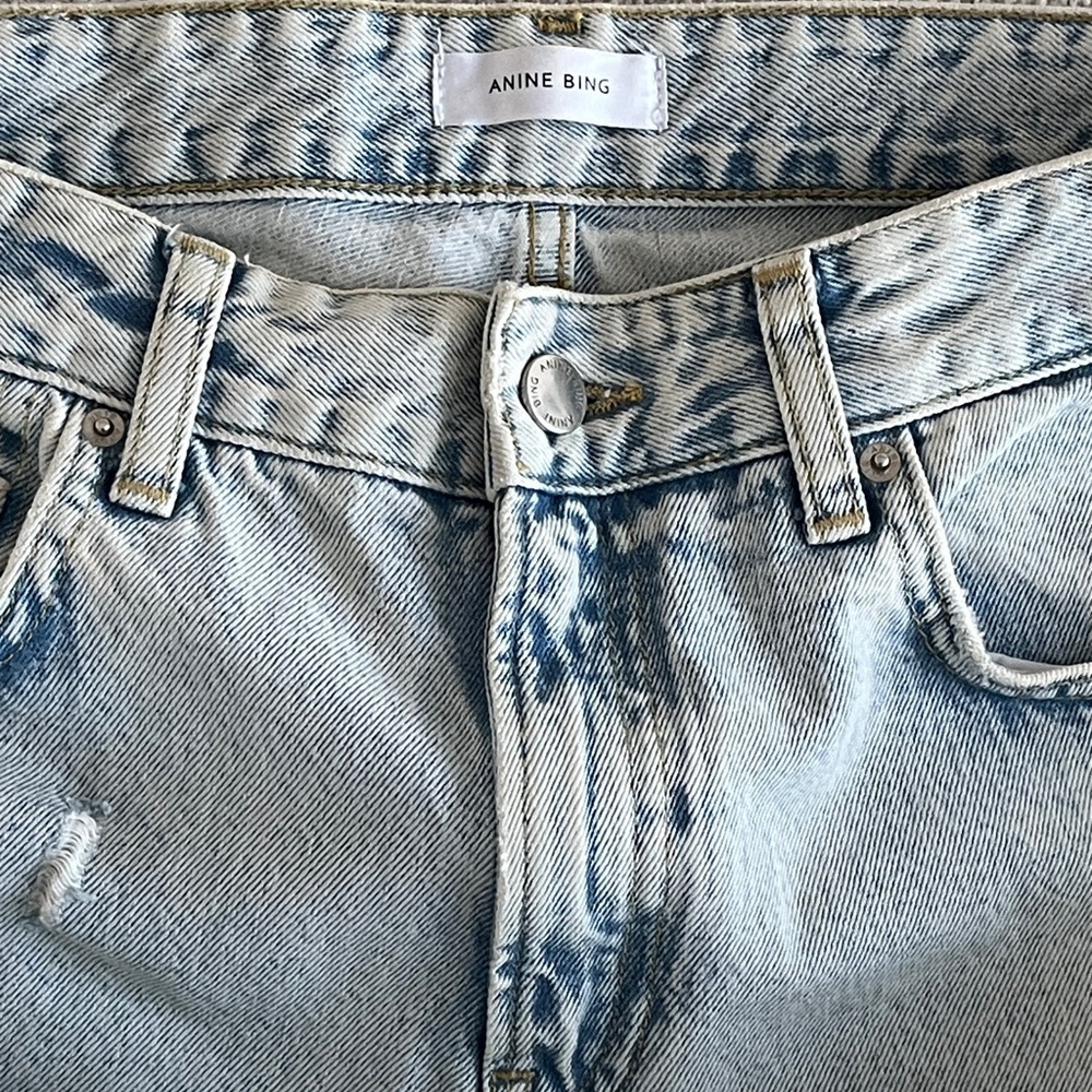 Anine Bing Jeans. Distressed Light Blue Boyfriend Jeans, Like New. - Picture 4 of 13